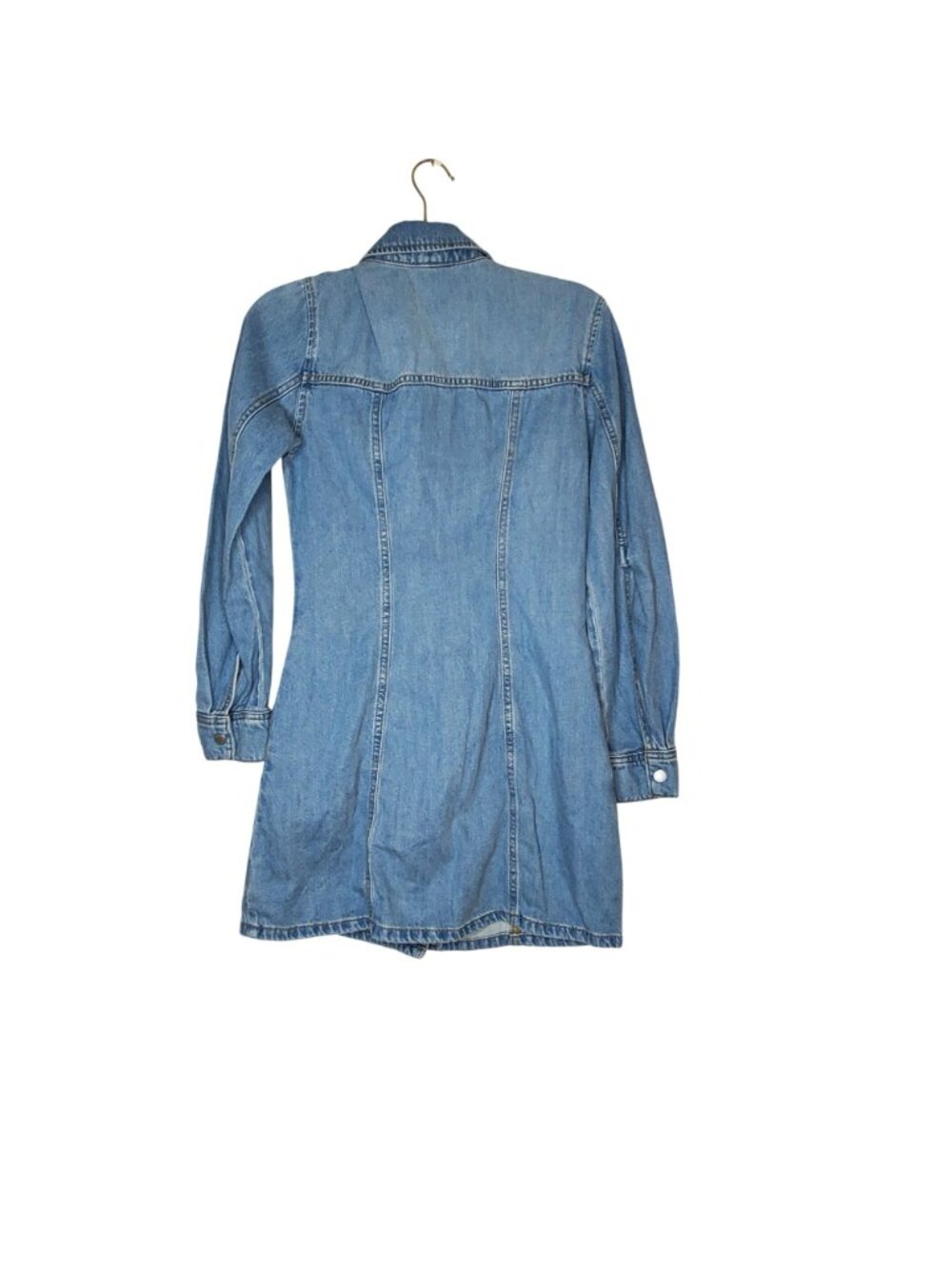 Universal Thread Denim Shirt Dress Snap Buttons Long Sleeve Size 2 With Pockets - Picture 4 of 7